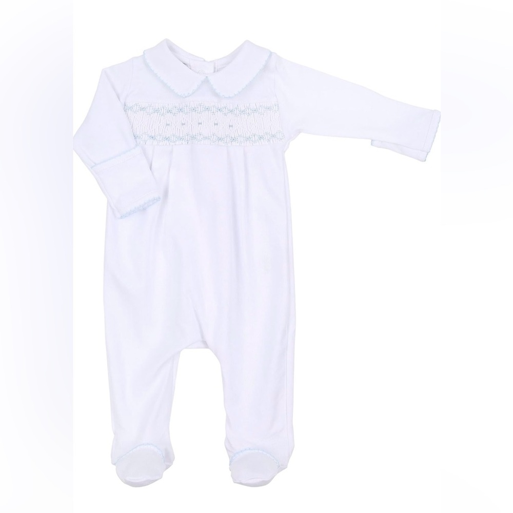 Magnolia Baby Smocked Footie Romper Blue White 3 Month Baby Boy